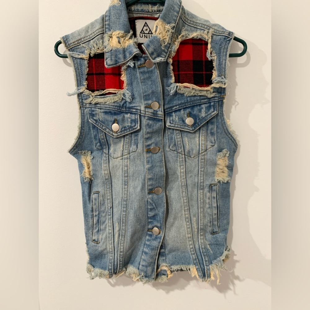 UNIF plaid denim vest